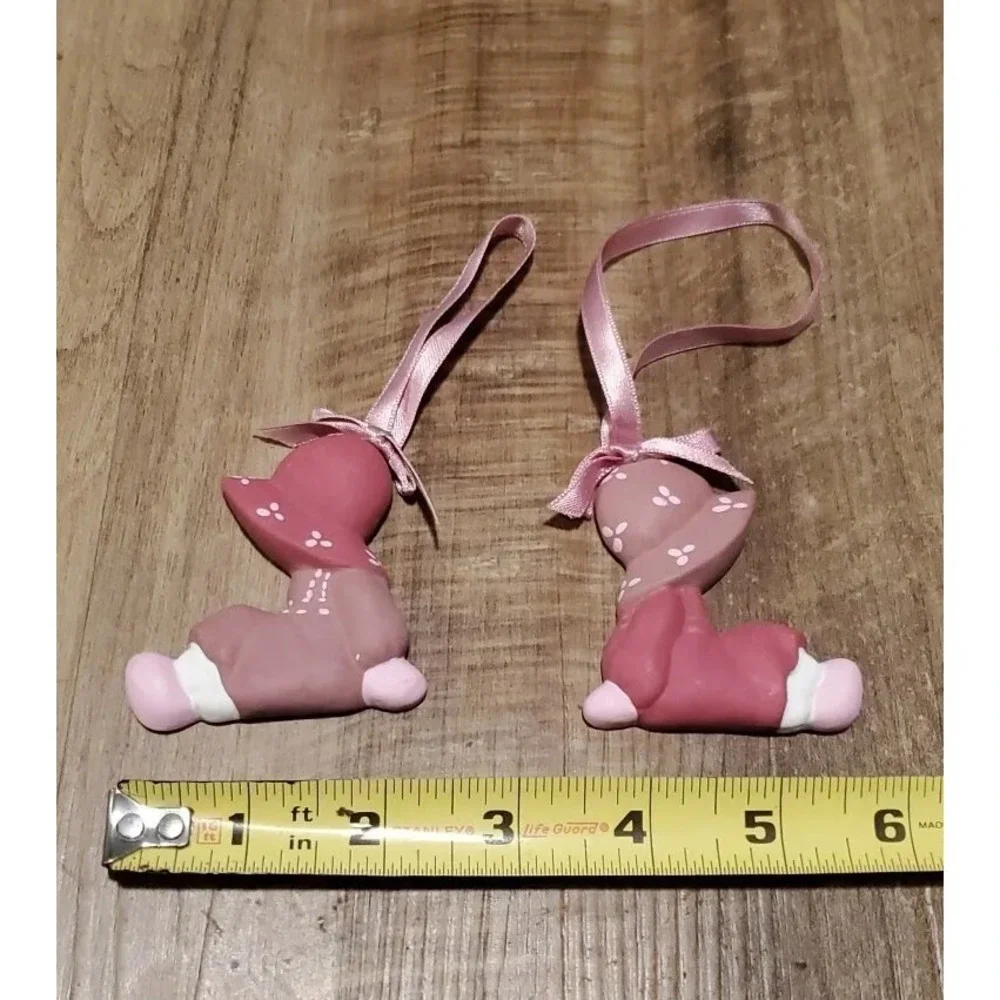 Sunbonnet Sue Style Christmas Ornaments in Pink Lot Of‎ 2